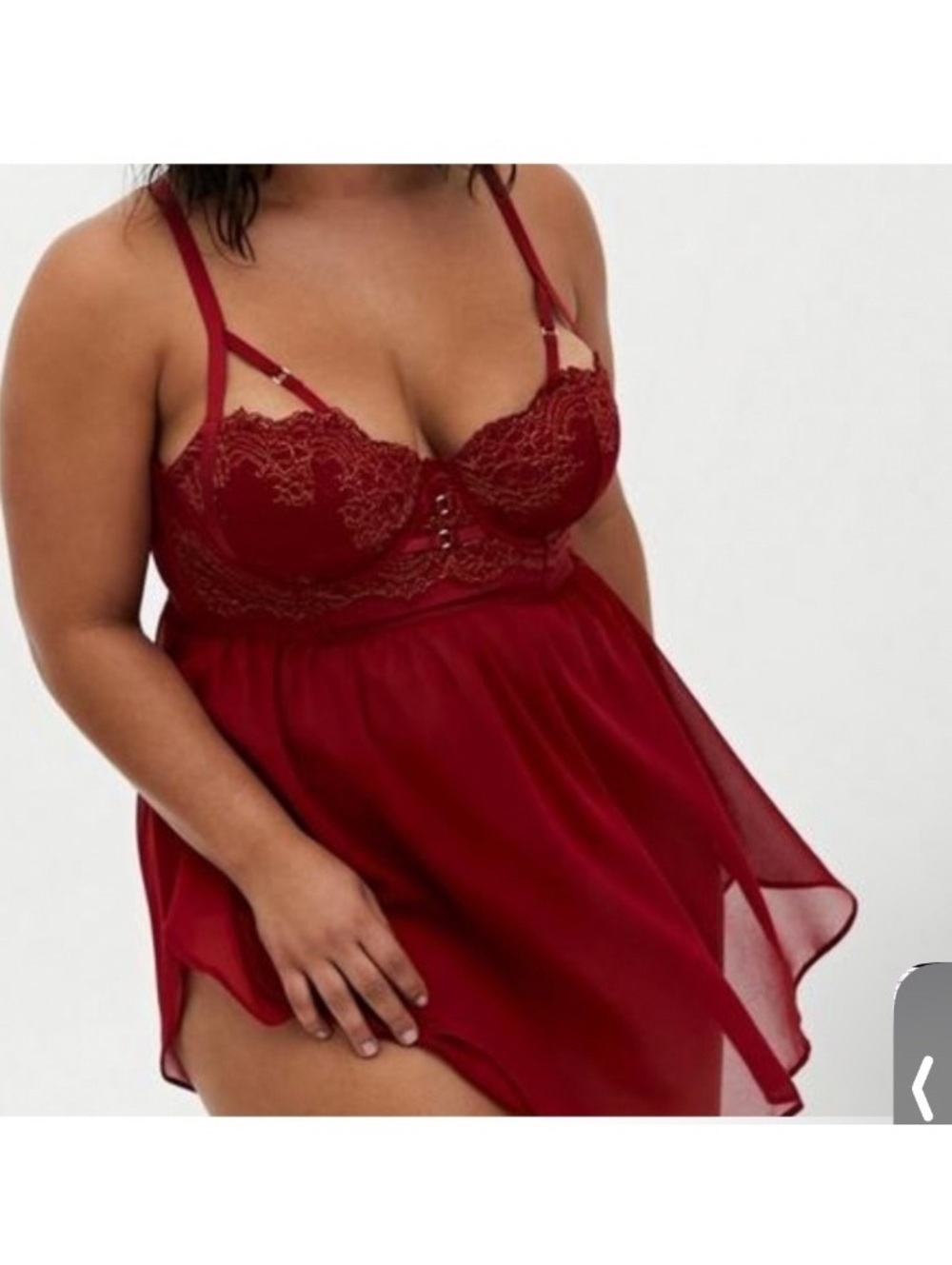 Torrid Curves 2x strappy Red gold Lace Babydoll Lingerie Size 2 2x sexy